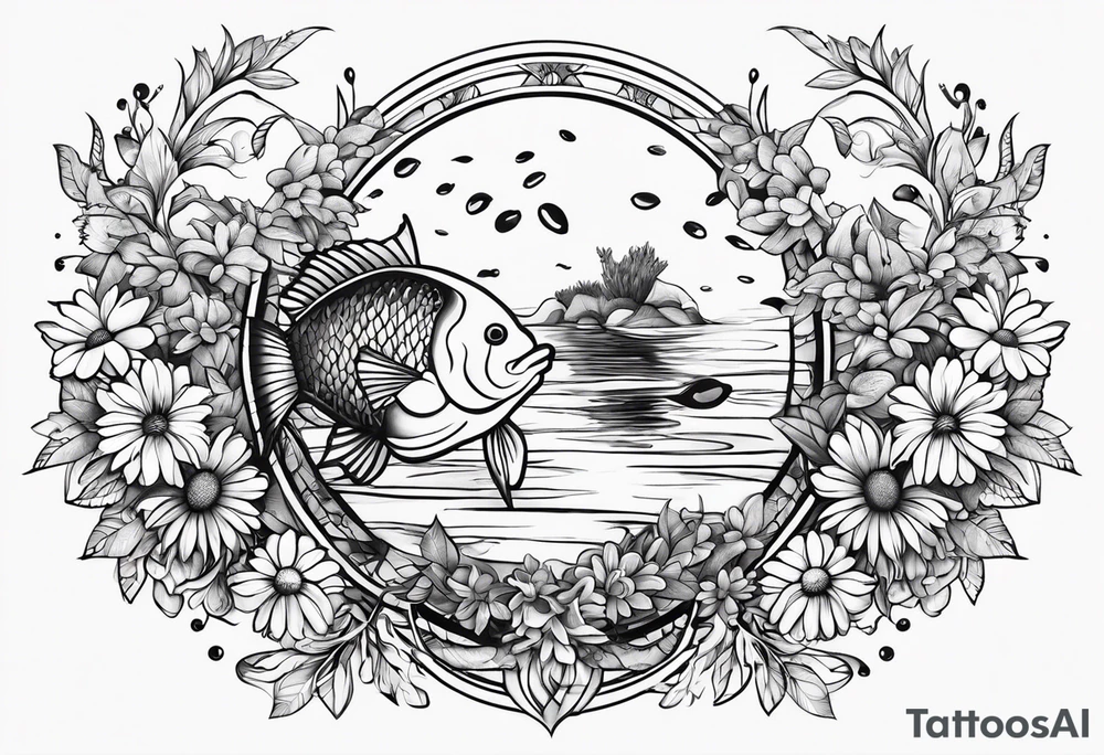pisces and daisy tattoo idea