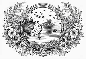 pisces and daisy tattoo idea