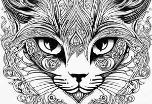 Cat eye in the middle of swirls tattoo idea