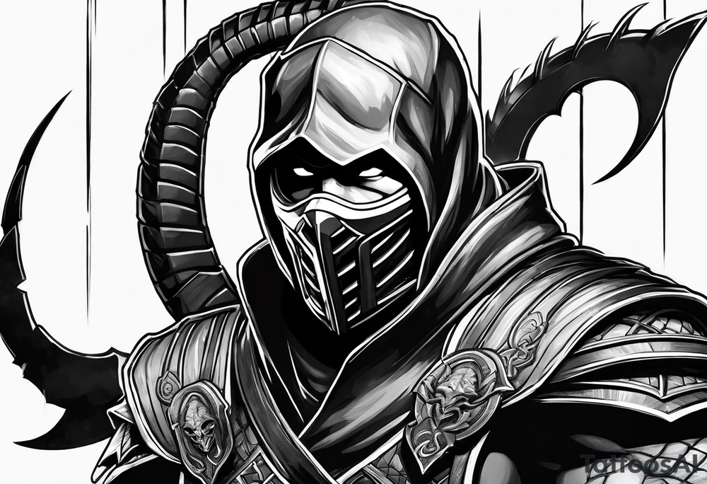 Iconic character Scorpion from Mortal Kombat game tattoo idea