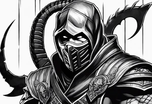 Iconic character Scorpion from Mortal Kombat game tattoo idea