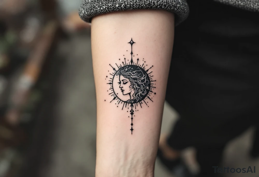 astrology moonsign aquarius in rough / mysterious aesthetic astrology inspired tattoo idea