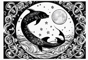 Pisces astrological symbol in a full moon tattoo idea