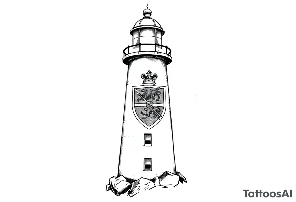 Lighthouse with coat of arms tattoo idea