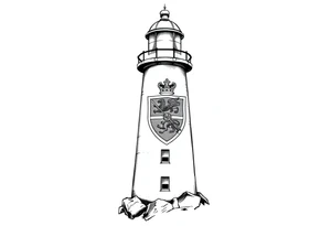 Lighthouse with coat of arms tattoo idea