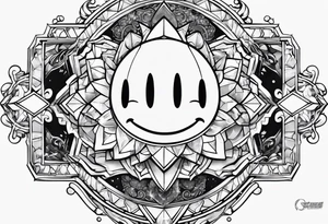 kirby smiling inside a long shining crystal tattoo idea