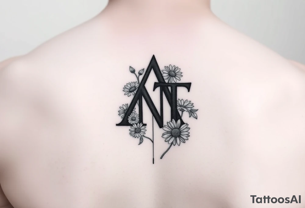 Fine line design with A,N,T hidden within 
with daisies tattoo idea