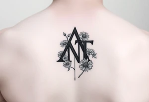 Fine line design with A,N,T hidden within 
with daisies tattoo idea