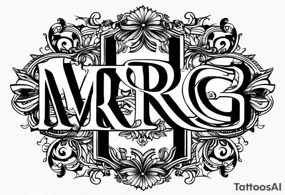letters: "MRBG" underlined, equally separated
simple, clear, plain, unadorned, no background tattoo idea