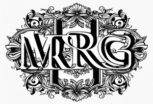 letters: "MRBG" underlined, equally separated
simple, clear, plain, unadorned, no background tattoo idea