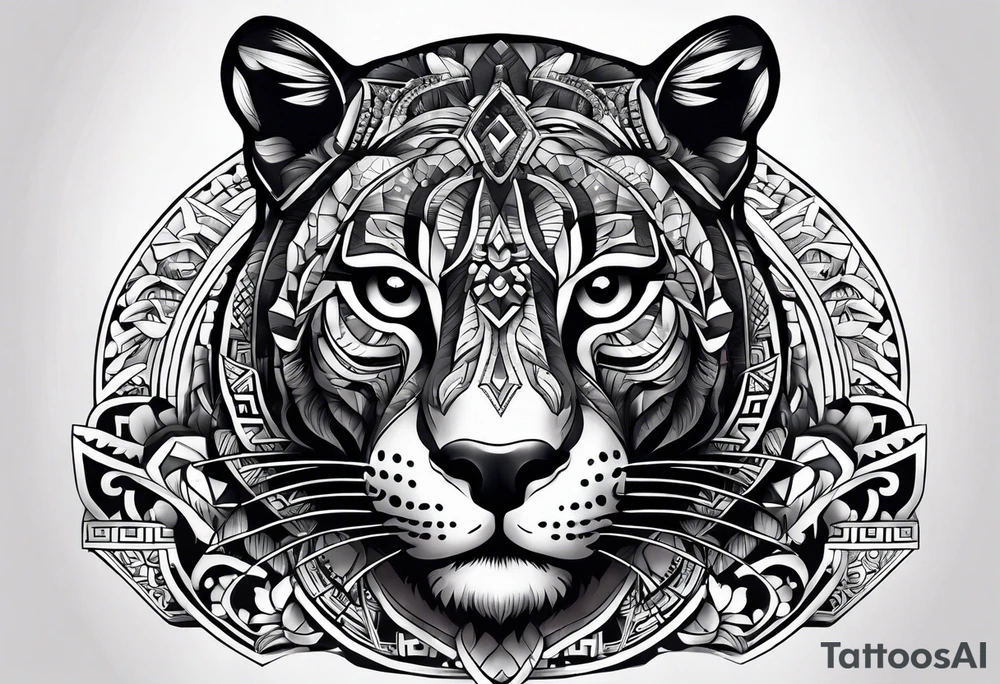 aztec black jaguar sitting tattoo idea