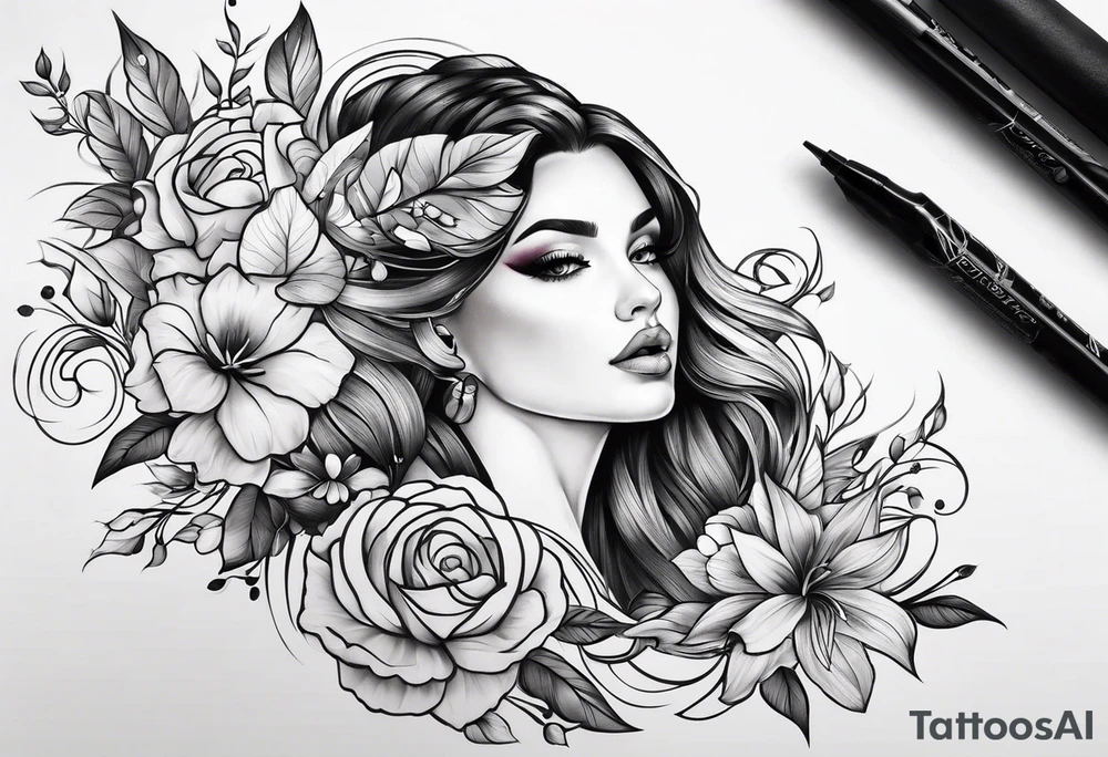 Girly fine line tattoo idea