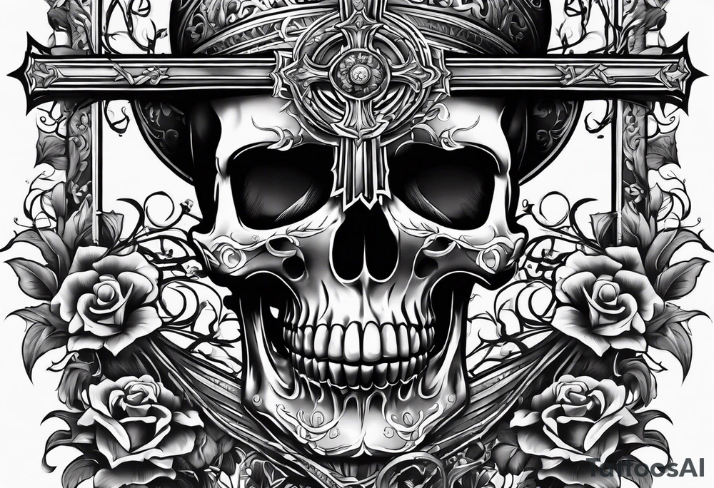 skeleton dragging a cross tattoo idea