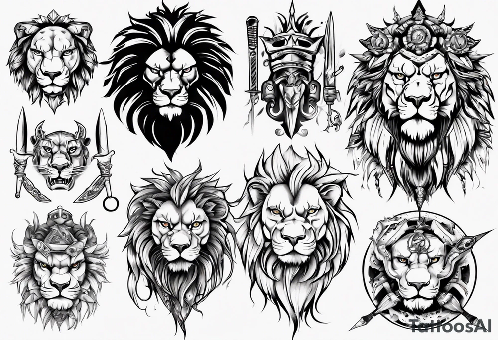 warrior lion tattoo idea