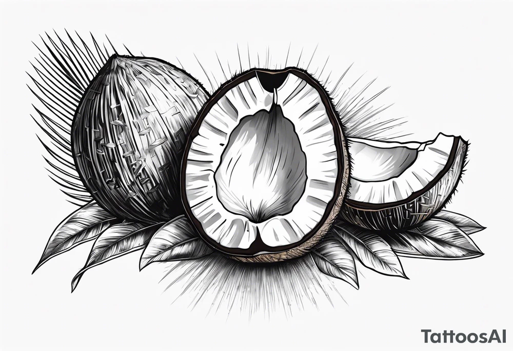 coconut split open tattoo idea