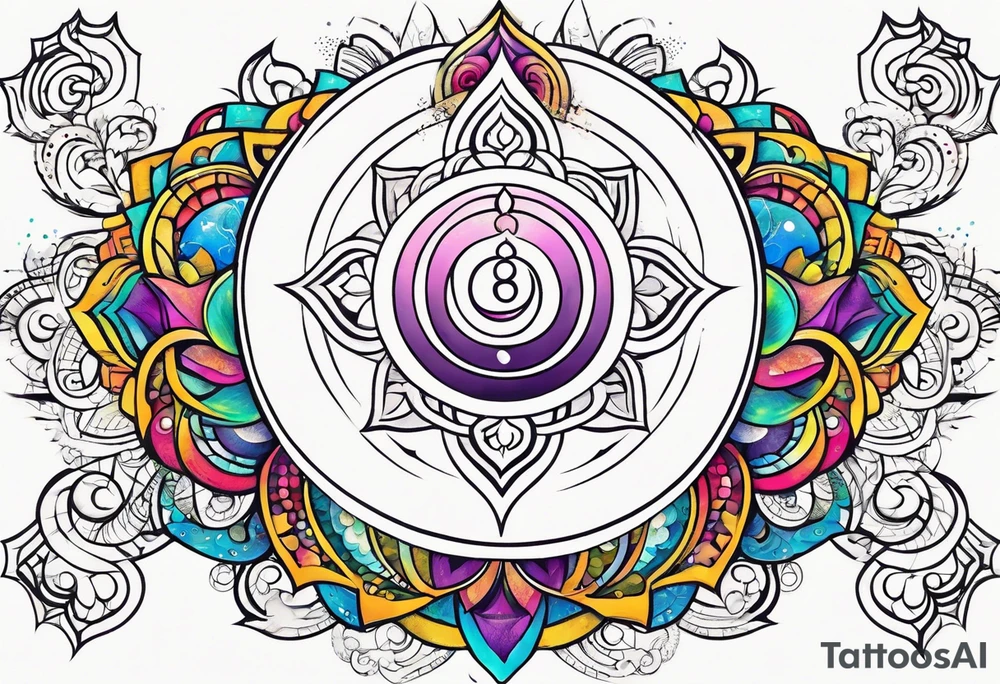 Om geometric earthly spiral chakra, spiritual for the side of the neck tattoo idea