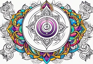 Om geometric earthly spiral chakra, spiritual for the side of the neck tattoo idea
