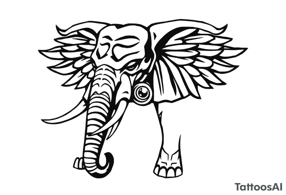 An egyptian strong elephant with a eyeball underneath it tattoo idea