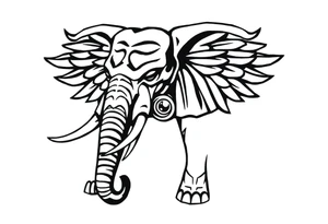 An egyptian strong elephant with a eyeball underneath it tattoo idea