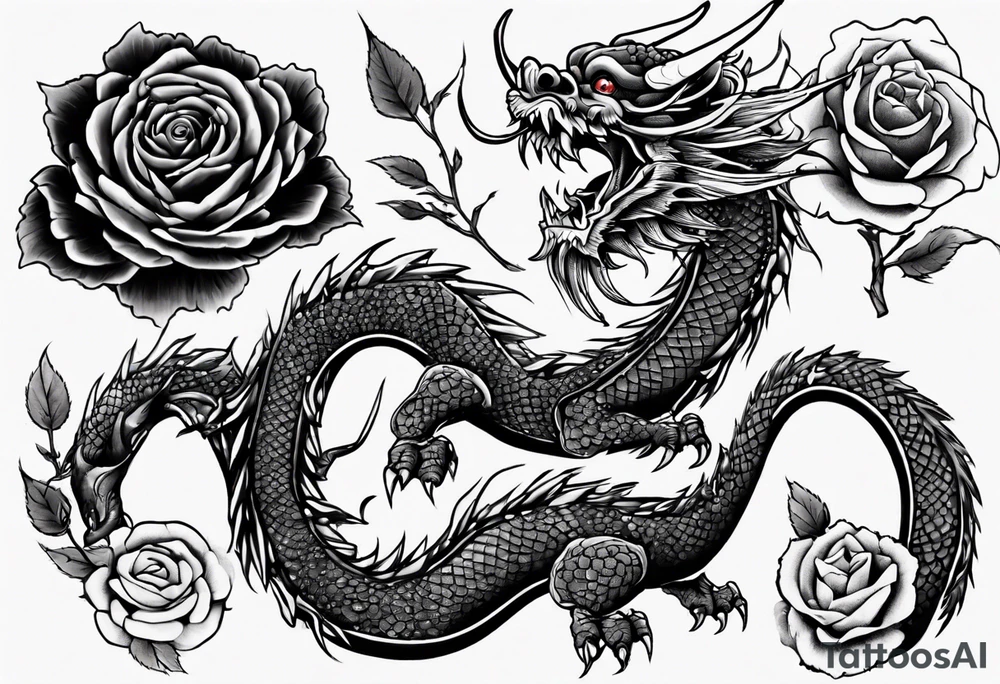 japanese dragon which is also a rose tattoo idea