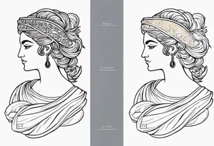 The greek goddess clio with het attributes in ancient greek style tattoo idea
