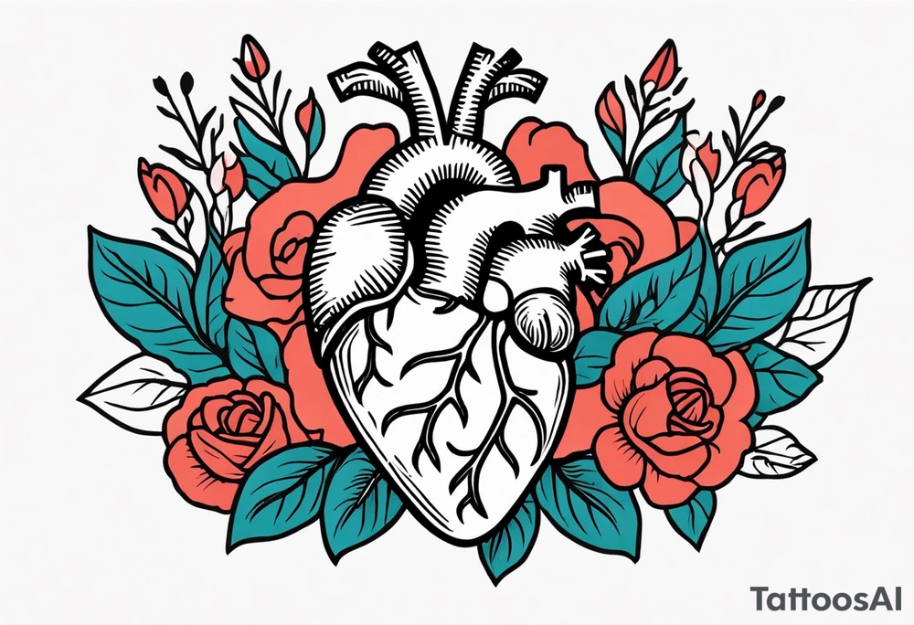 human heart
old school vintage simple traditional design surrounded by vintage flowers


bold color simple tattoo idea