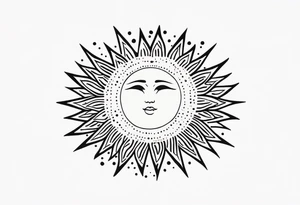 simplistic sun made of black dots tattoo idea