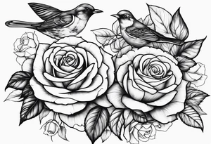 roses with birds and the name kayla tattoo idea