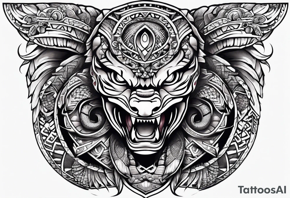 aztec snake sleeve tattoo idea