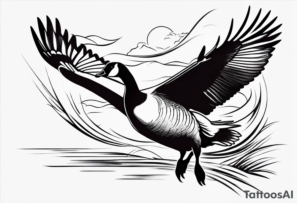 canadian goose preparing to fly tattoo idea