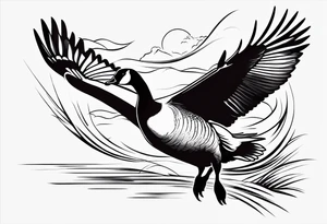 canadian goose preparing to fly tattoo idea