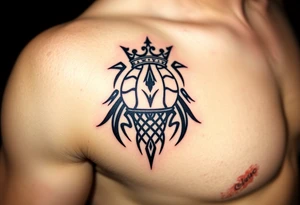 Basketball and basketball hoop with a crown, mor tattoo idea