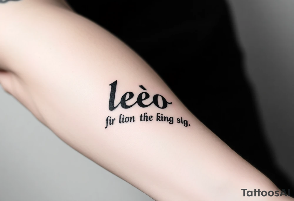 Fancy style "leo" fir lion the king birth
 sign tattoo idea
