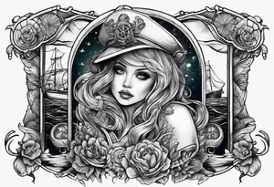 full sleeve skeleton sailor mermaid mechanical nautical tattoo idea