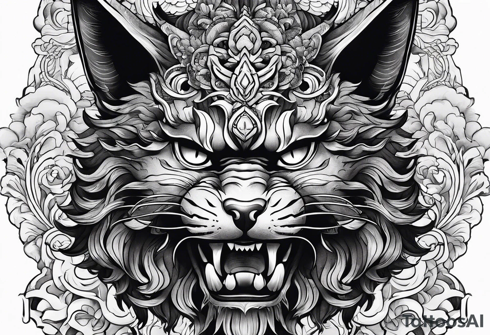 Oni tatoo cat tattoo idea
