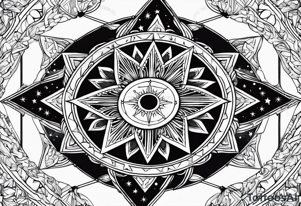 Cross sun  sailor sun star tattoo idea