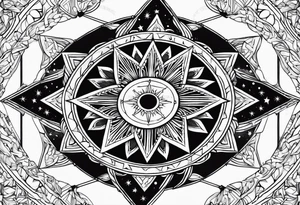 Cross sun  sailor sun star tattoo idea