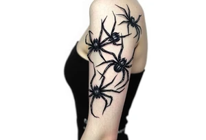 4 Spiders crawling down arm tattoo idea