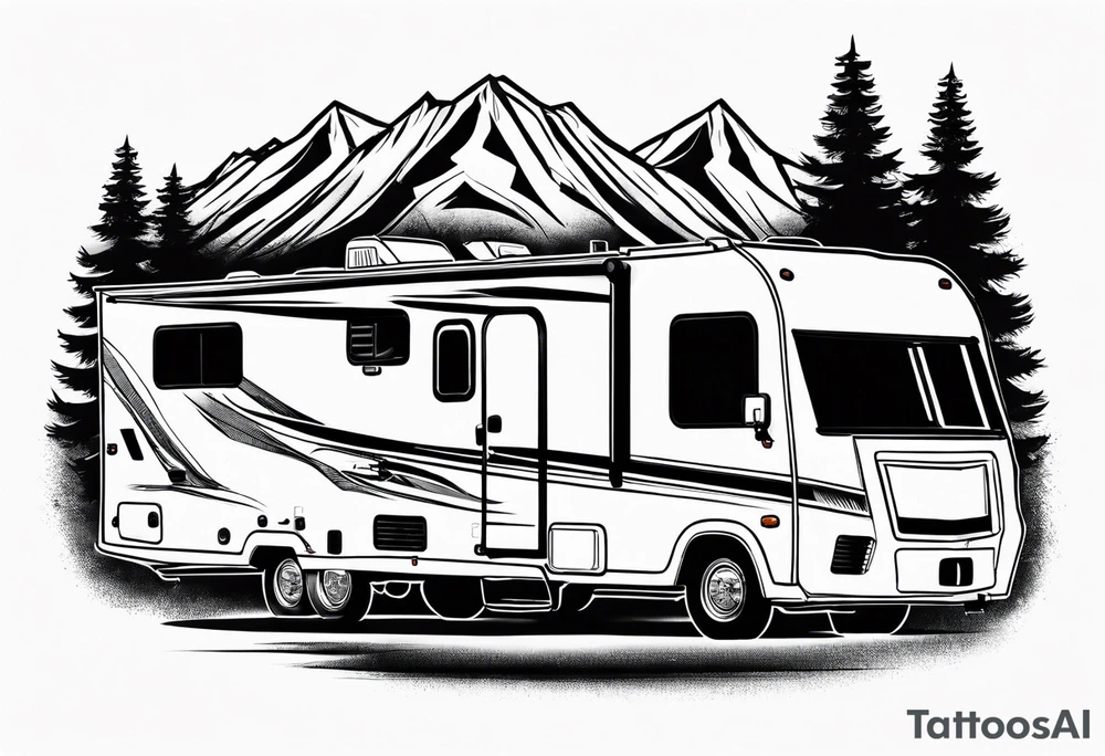 Mountains travel trailer family tattoo idea