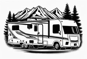 Mountains travel trailer family tattoo idea