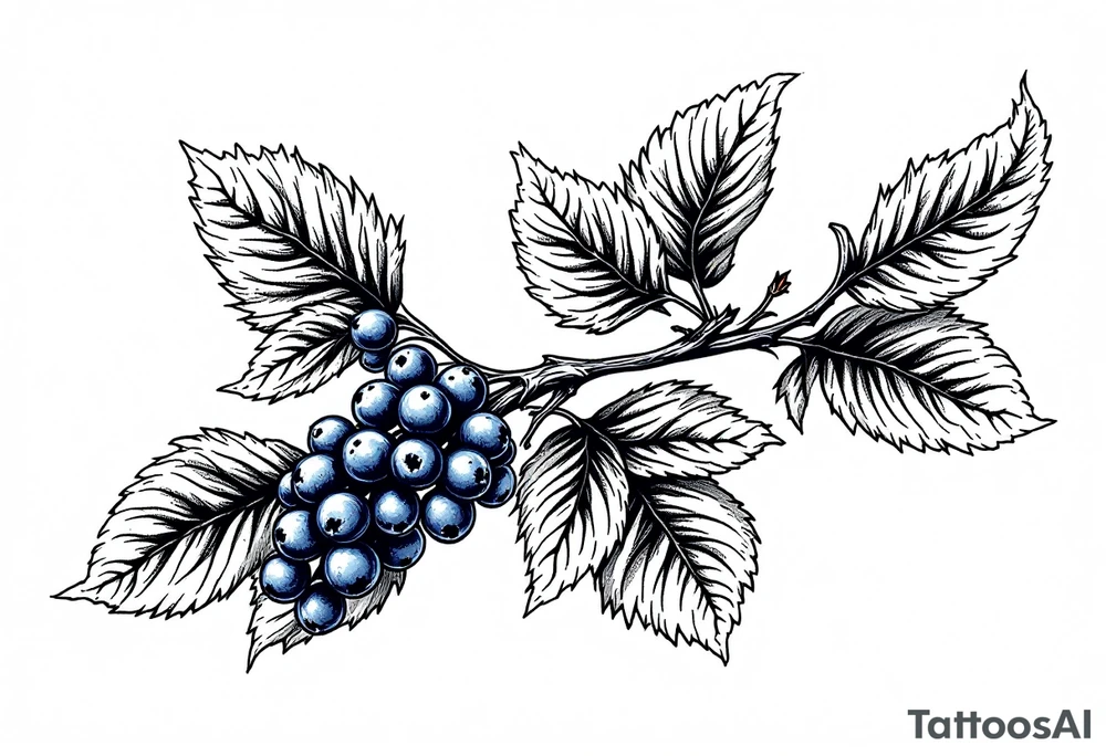 American traditional style Blackberry branch tattoo idea