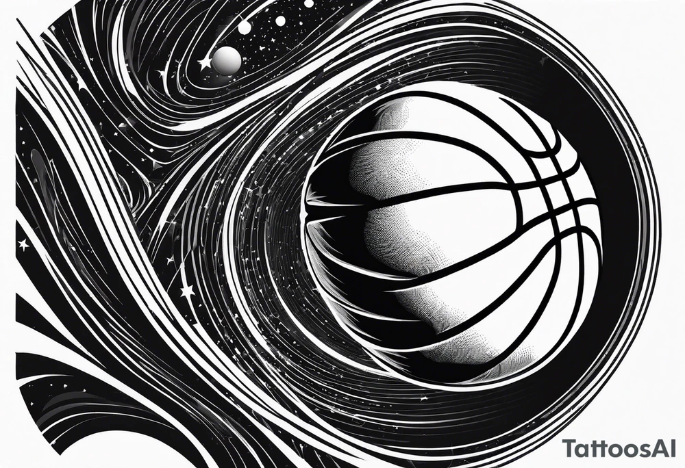 Basketball as a shooting star in a black hole that’s a basketball hoop tattoo idea