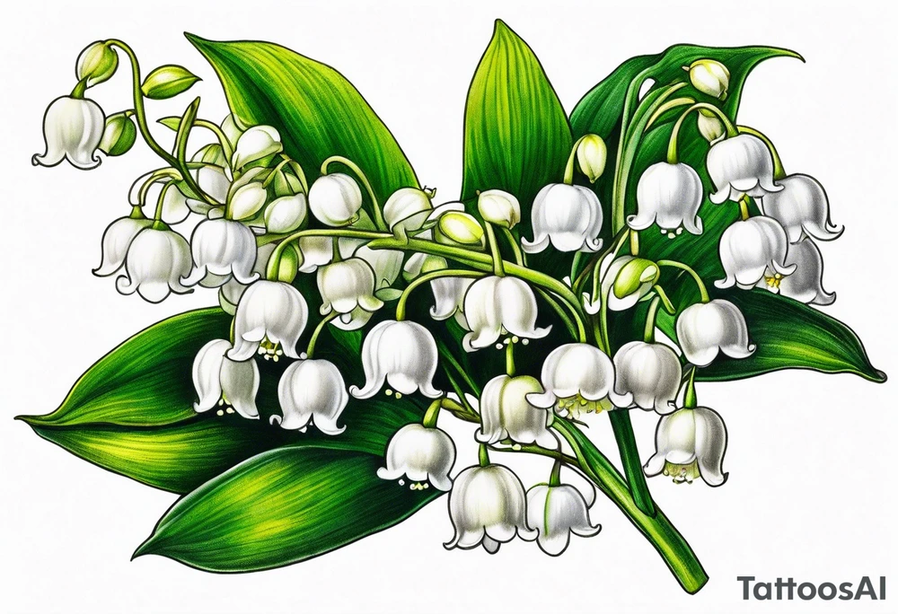 lily of the valley and taxus bacata flower tattoo idea