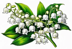 lily of the valley and taxus bacata flower tattoo idea