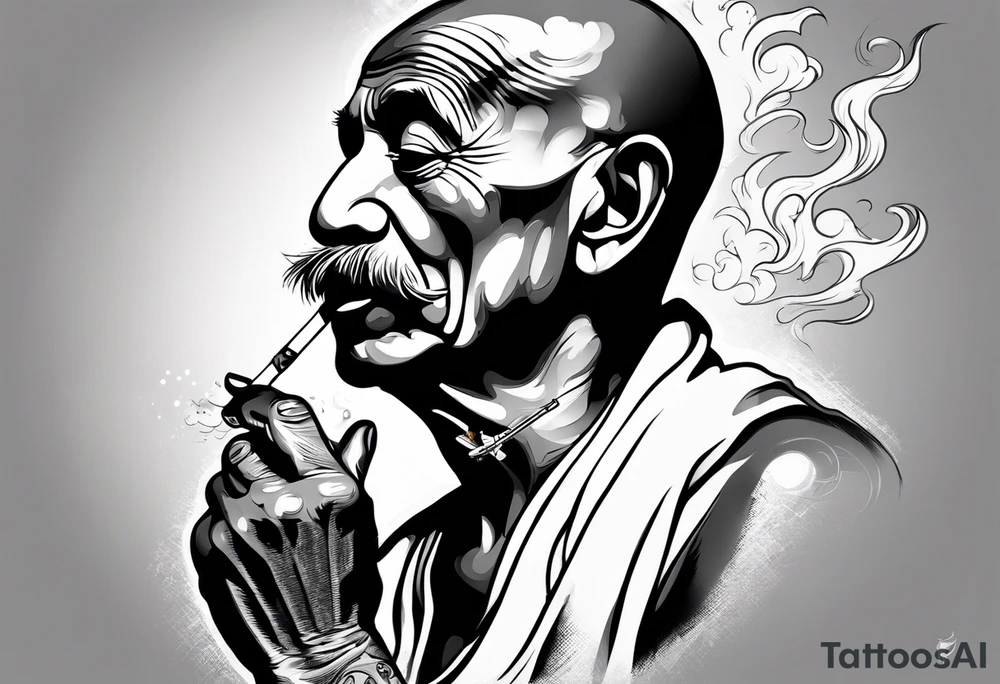 ghandi smoking cigarette tattoo idea