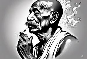 ghandi smoking cigarette tattoo idea