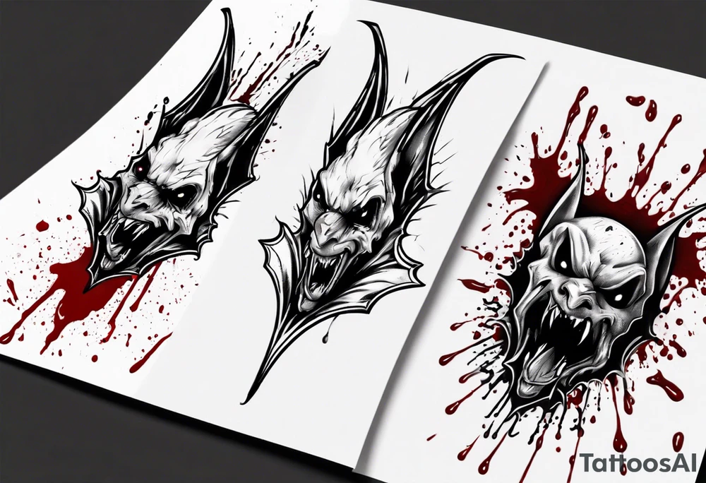bat with head coming off and blood spurting out tattoo idea