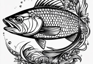 Fishingpole with memorium of a friend tattoo idea