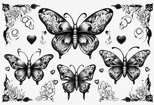 Butterfly with hearts, the name Layla Jones tattoo idea
