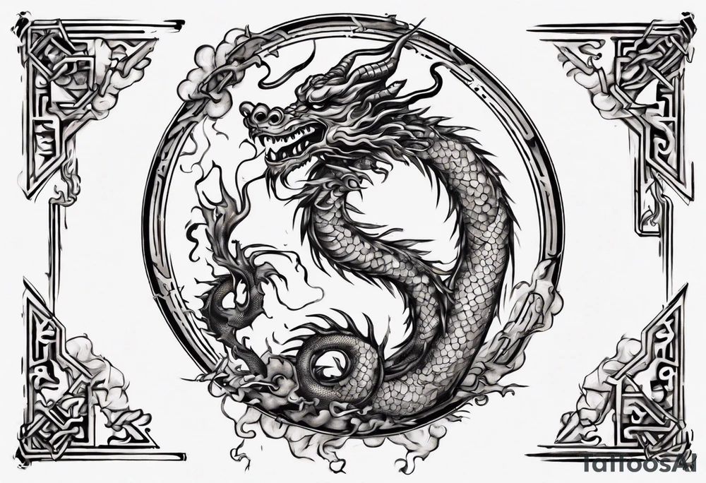 Number 24 with a Chinese dragon around it tattoo idea